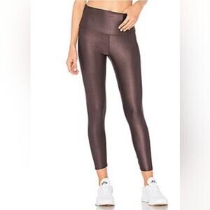 Onzie FLOW High Rise Plum Purple Sparks Iridescent Ankle Athletic Leggings S/M